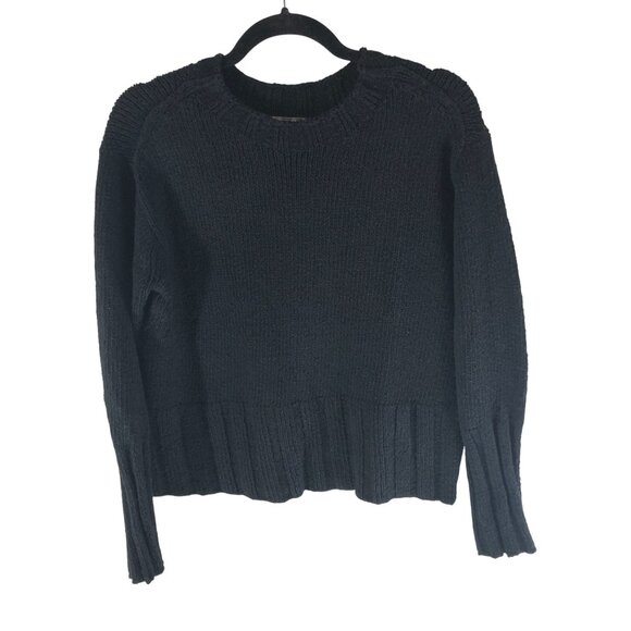 J Crew Marina Sweater In Textured Cotton Blend Chunky Knit Black XS - Picture 2 of 5